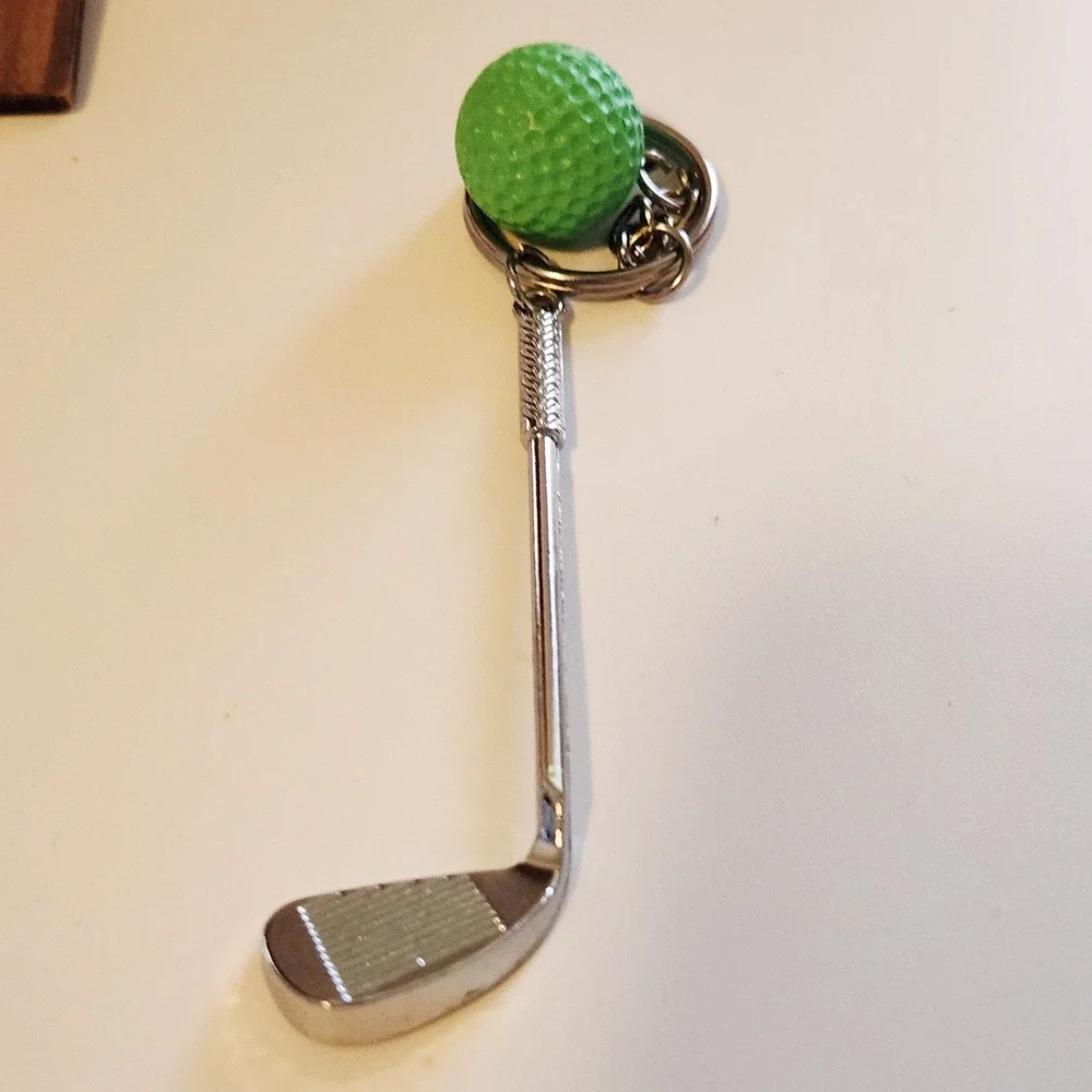 Golf Ball and Club Keychain, Sports Fan Gift, Bag Charm, Golfer Keyring‎ NWOT